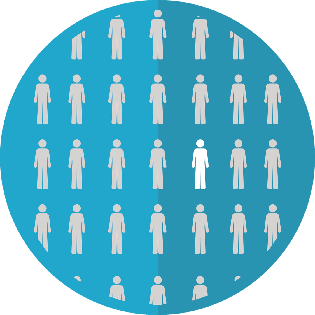 Un gráfico con siluetas de personas ejemplificando el porcentaje de personas que sufren enfermedades raras en el mundo con respecto al total de población.