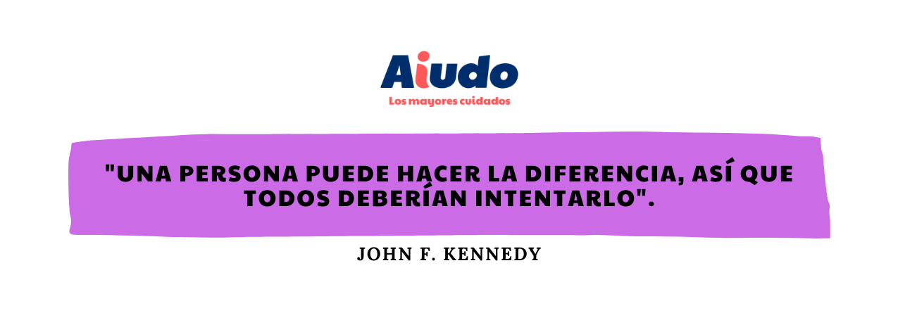 Una plantilla con una frase que incluye: "Una persona puede hacer la diferencia, así que todos deberían intentarlo", de John F. Kennedy