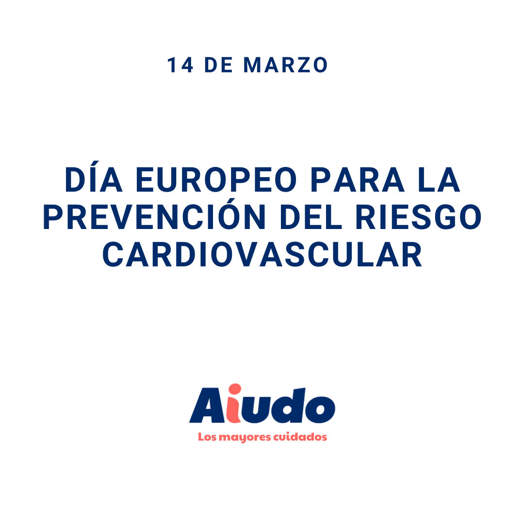 Un cartel con el Día Europeo para la Prevención del Riesgo Cardiovascular y el logo de Aiudo, que se suma a la causa.