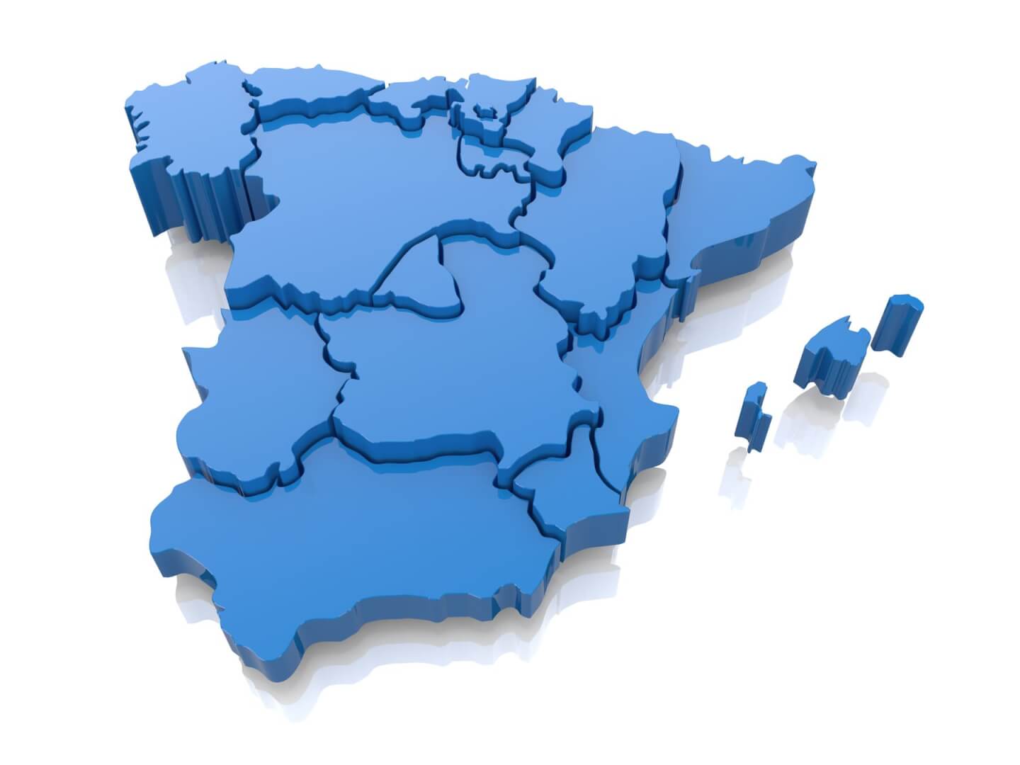 Un mapa azul de España en 3D.