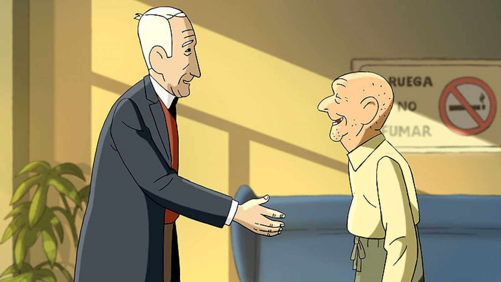 Una película de animación en la que se muestra en una escena dos ancianos