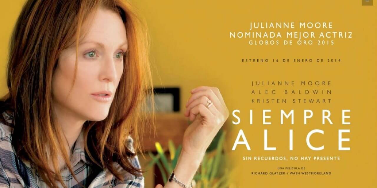 Una portada de la película Siempre Alice en la que sale una mujer con la mirada perdida