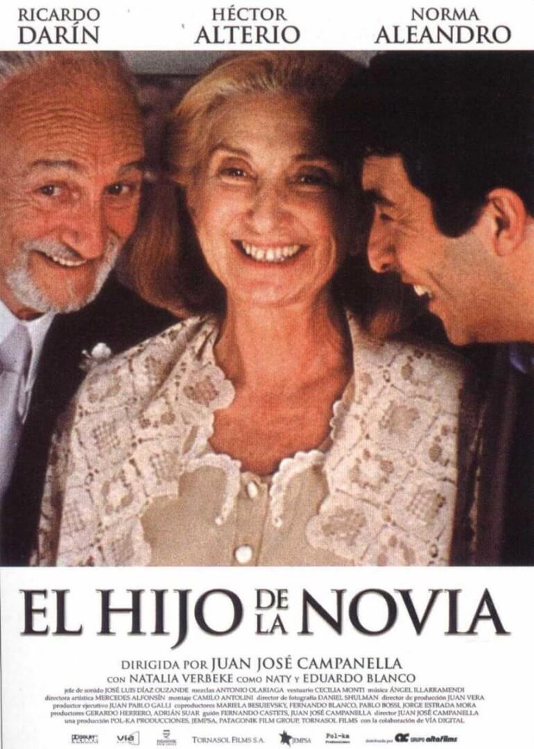 Un cartel de una película llamada 'El hijo de la novia', en el que salen Ricardo Darín, Héctor Alterio y Norma Alejandro