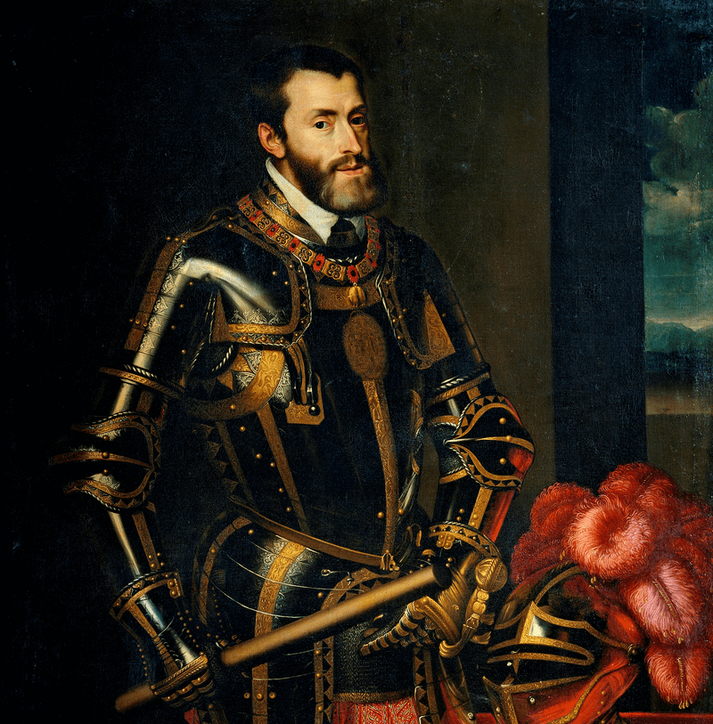 Un cuadro de Carlos V con un bastón.