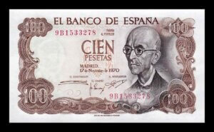 Billete de 100 pesetas emitido por el banco de España