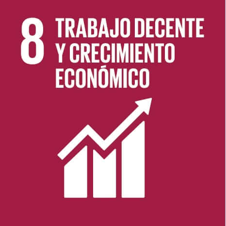 Logo del Objetivo de Desarrollo Sostenible número 8: Trabajo decente y crecimiento económico 