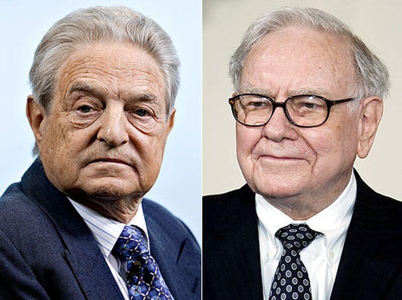 Imagenes del rostro de George Soros y Warren Buffett