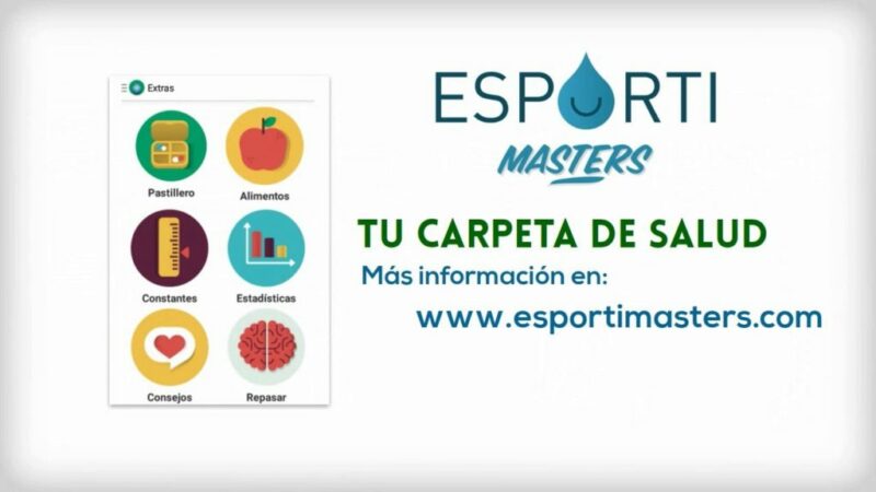 Portada de la app Esporti Masters con las funcionalidades que ofrece. 