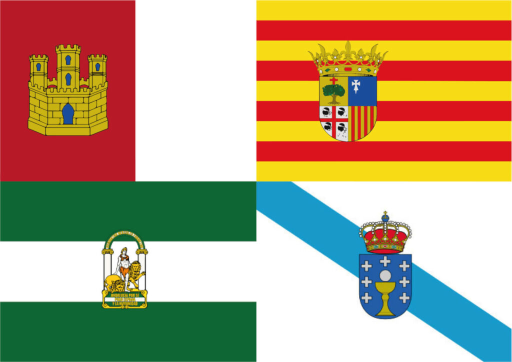 La bandera de Castilla - La Mancha, Aragón, Andalucía y Galicia.