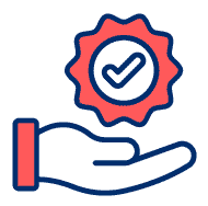 Un icono de una mano sosteniendo un check de verificación.