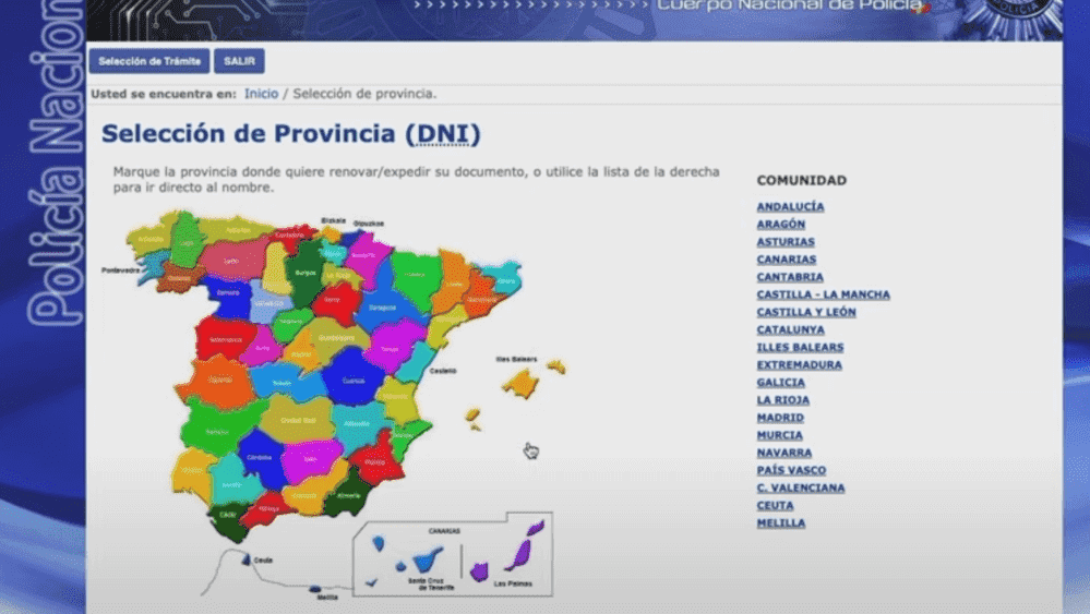 Un mapa de España con las provincias diferenciadas por colores. 
