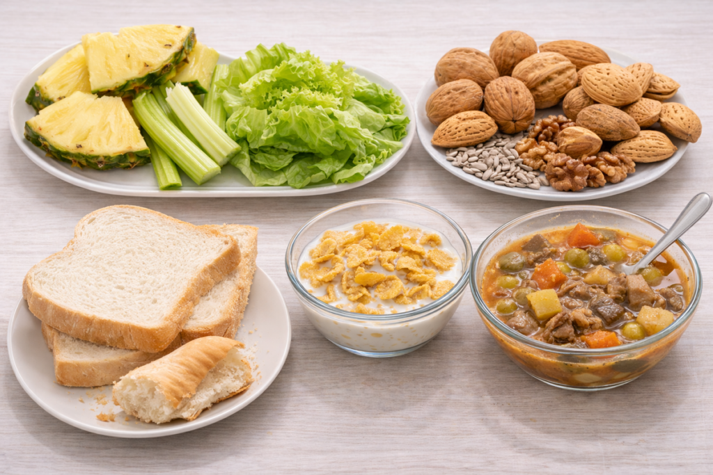 alimentos prohibidos disfagia alimentos prohibidos disfagia : lechuga, frutos secos, pan blando, leche con cereales, guisos con trozos