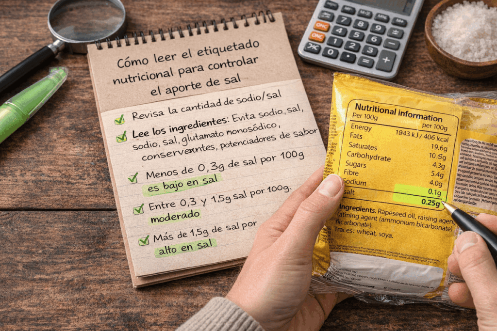 Como leer las etiquetas nutricionales Ejemplo de cómo leer el etiquetado de un alimento para comprobar la sal que este contiene.