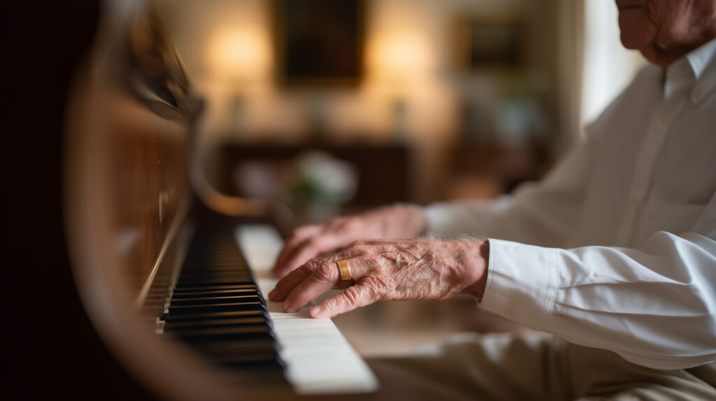 actividades para personas con Alzheimer Manos de anciano tocando el piano
