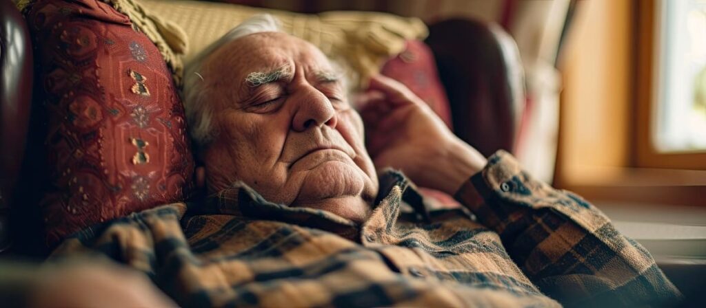 exceso de sueño en personas con demencia Persona mayor durmiendo en el sillón