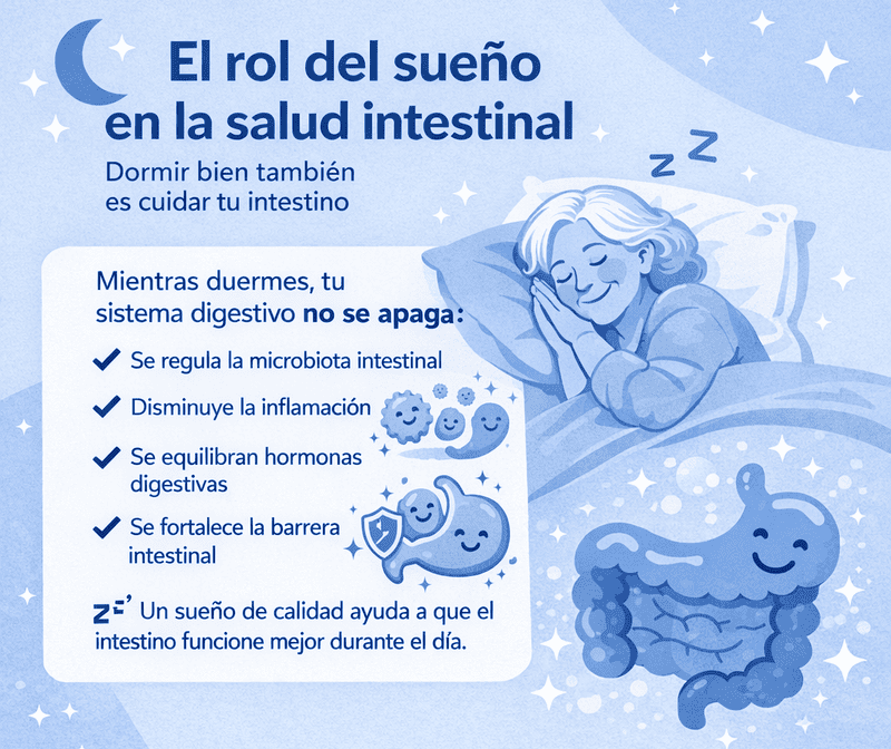 El rol del sueño en la salud intestinal Infograma del rol del sueño en la salud intestinal