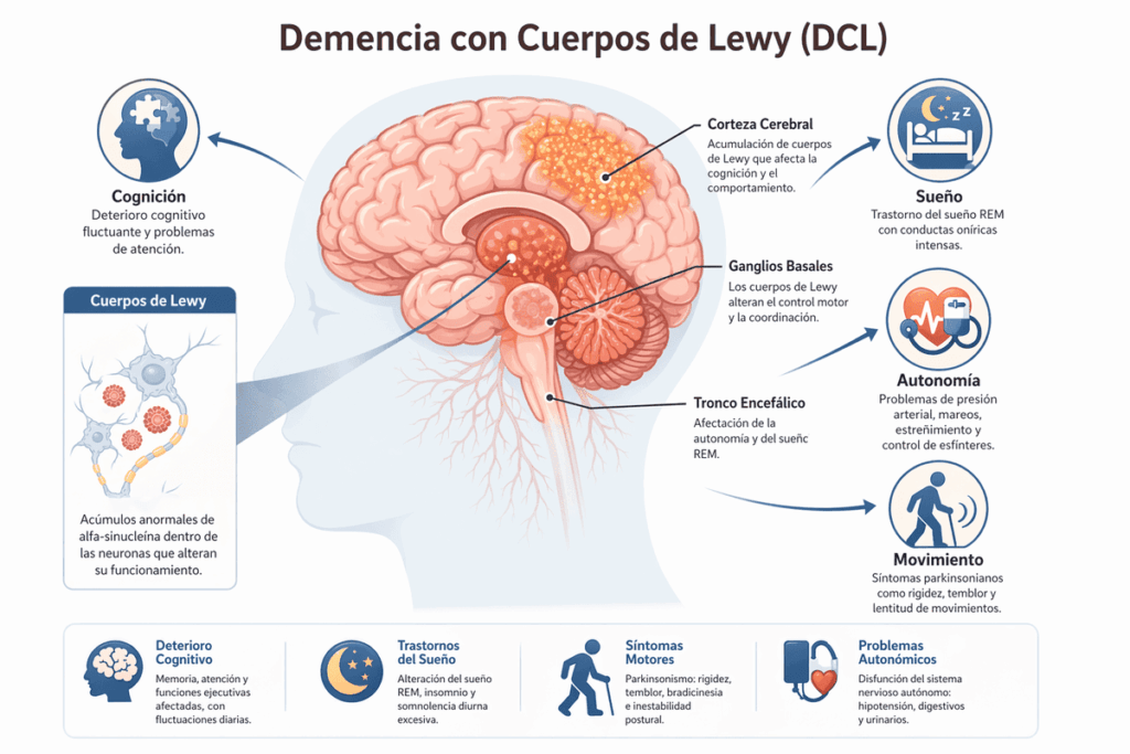 Demencia con Cuerpos de Lewy infograma de la demencia de los cuerpos de Lewy